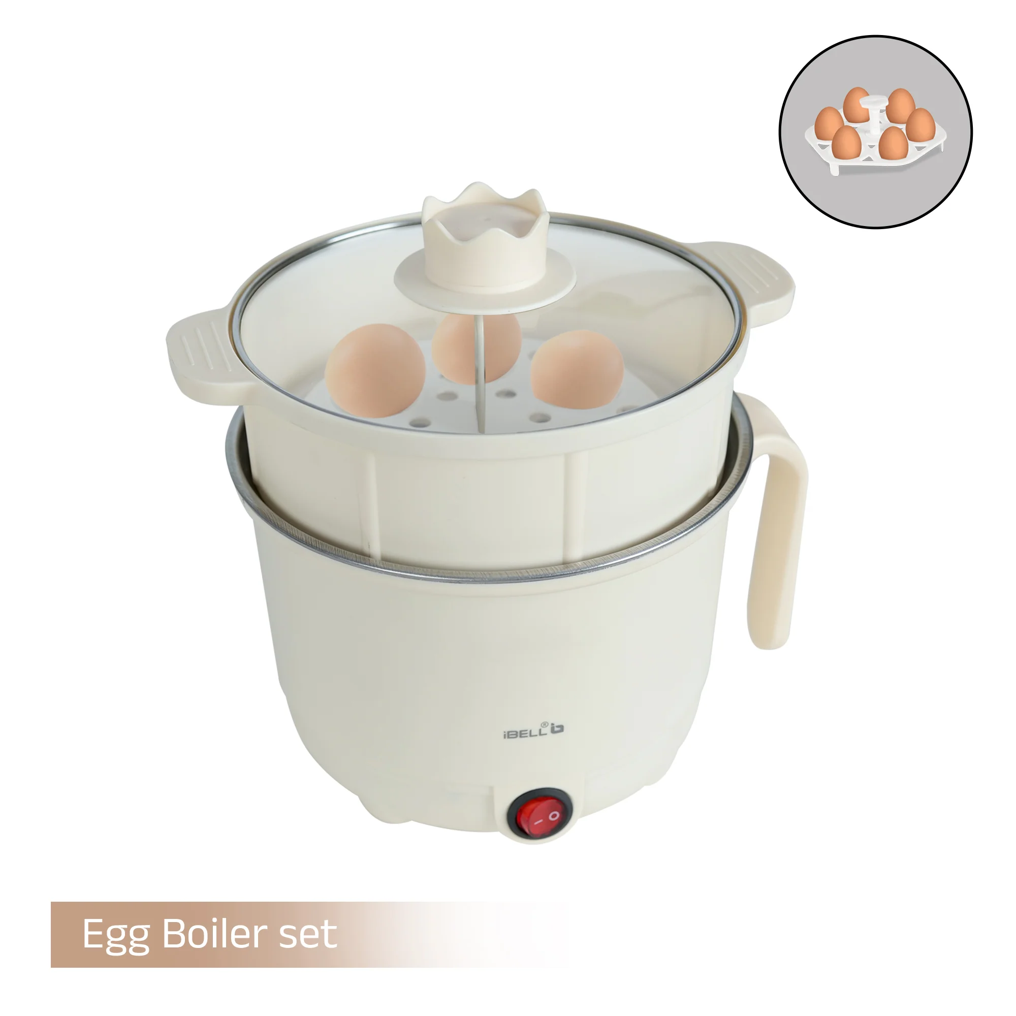 IBELL MPK150PM Multipurpose Electric Kettle, 1.5 Litre, 600W, 2 Cooking Pots & Egg Boiler, Temperature Control, For boiling Water, Egg, Stainless Steel Body (White) - Image 7