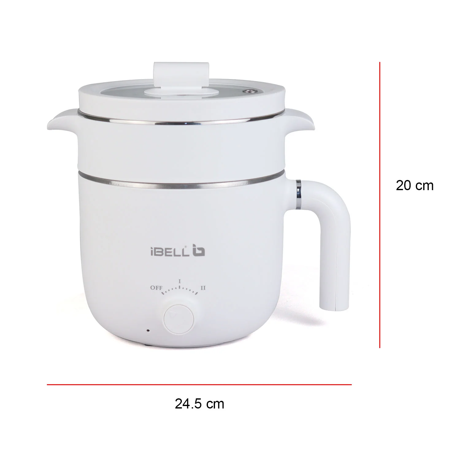 IBELL MPK15M Multipurpose Electric Kettle, 1.5 Litre, 800W, 2 Cooking Pots & Egg Boiler, Temperature Control, For boiling Water, Egg, Stainless Steel Body (White) - Image 4