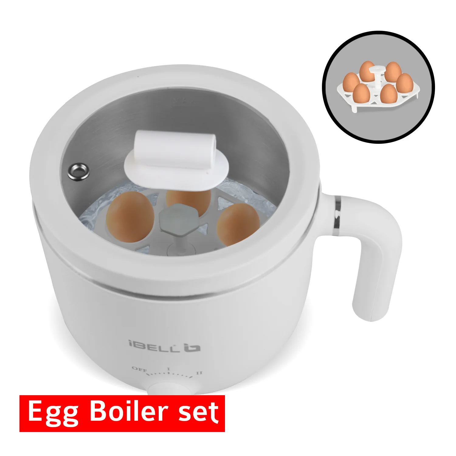 IBELL MPK15M Multipurpose Electric Kettle, 1.5 Litre, 800W, 2 Cooking Pots & Egg Boiler, Temperature Control, For boiling Water, Egg, Stainless Steel Body (White) - Image 7