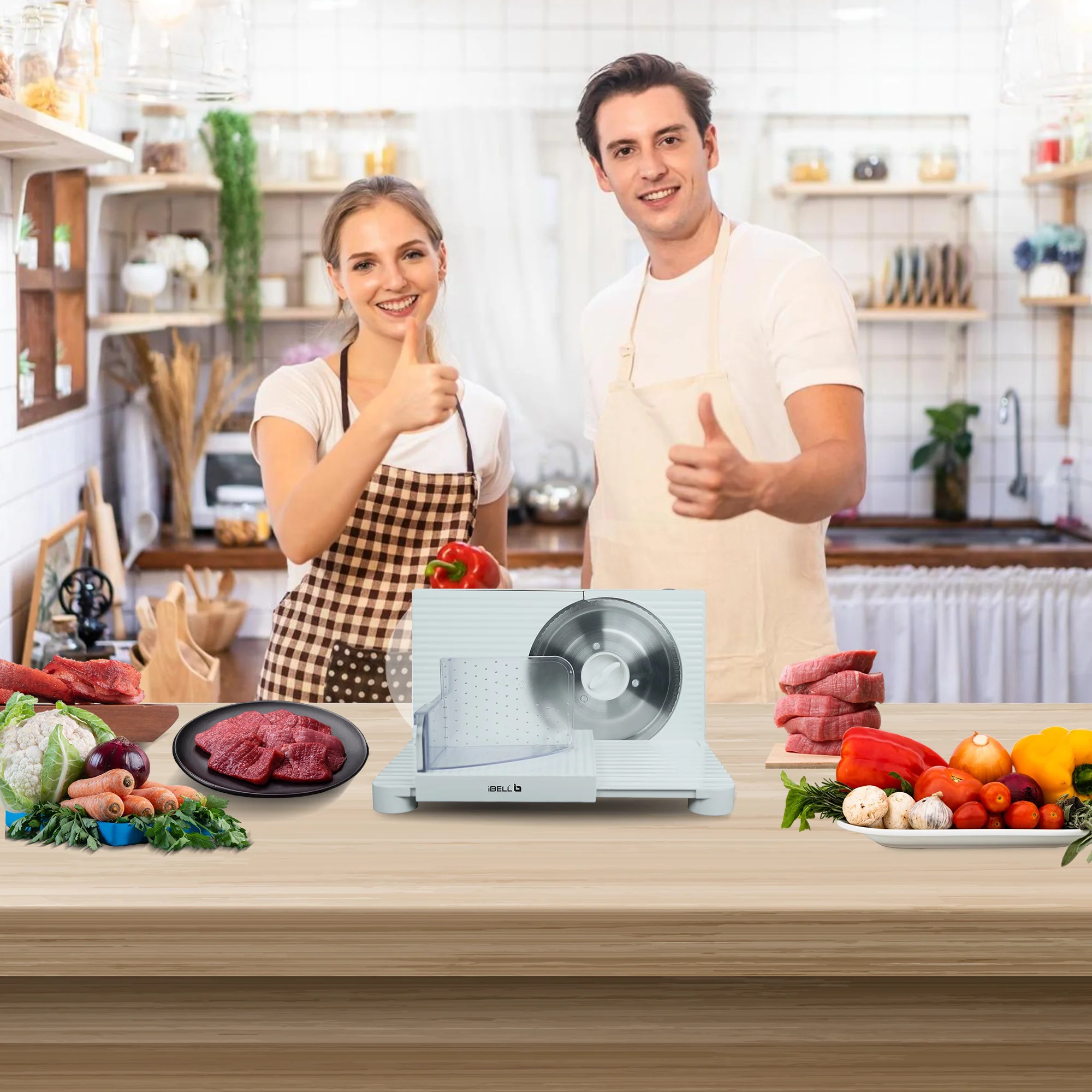 iBELL MS170M Electric Meat Slicer Foldable Portable, 850W, Stainless Steel Blade, Heavy Duty Meat Slicer (White) - Image 3