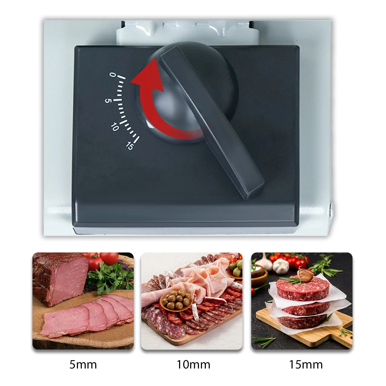 iBELL MS2330M Electric Meat Slicer, 1000W,Heavy Duty Meat Cutter, Chopper & Mincer with Stainless Steel Blade for Boneless Meat/Bread/Cheese/Vegetables (Silver) - Image 3