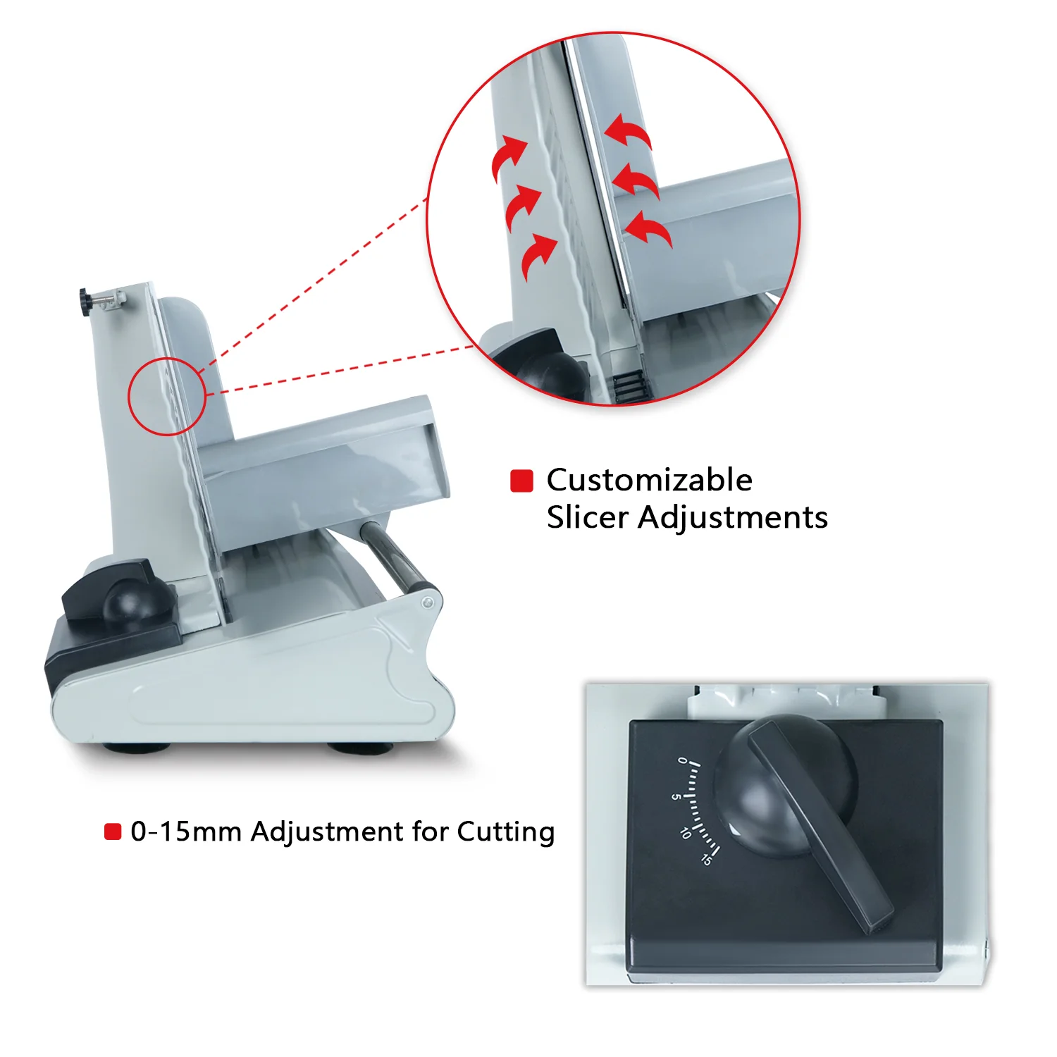 iBELL MS2330M Electric Meat Slicer, 1000W,Heavy Duty Meat Cutter, Chopper & Mincer with Stainless Steel Blade for Boneless Meat/Bread/Cheese/Vegetables (Silver) - Image 8