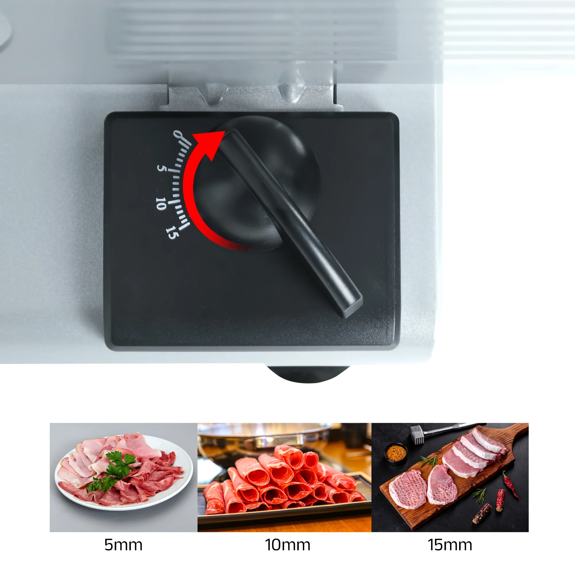 iBELL MS2330MN Electric Meat Slicer,1000W, Heavy Duty Meat Cutter, Chopper & Mincer with Stainless Steel Blade for Boneless Meat/Bread/Cheese/Vegetables (Silver) - Image 9