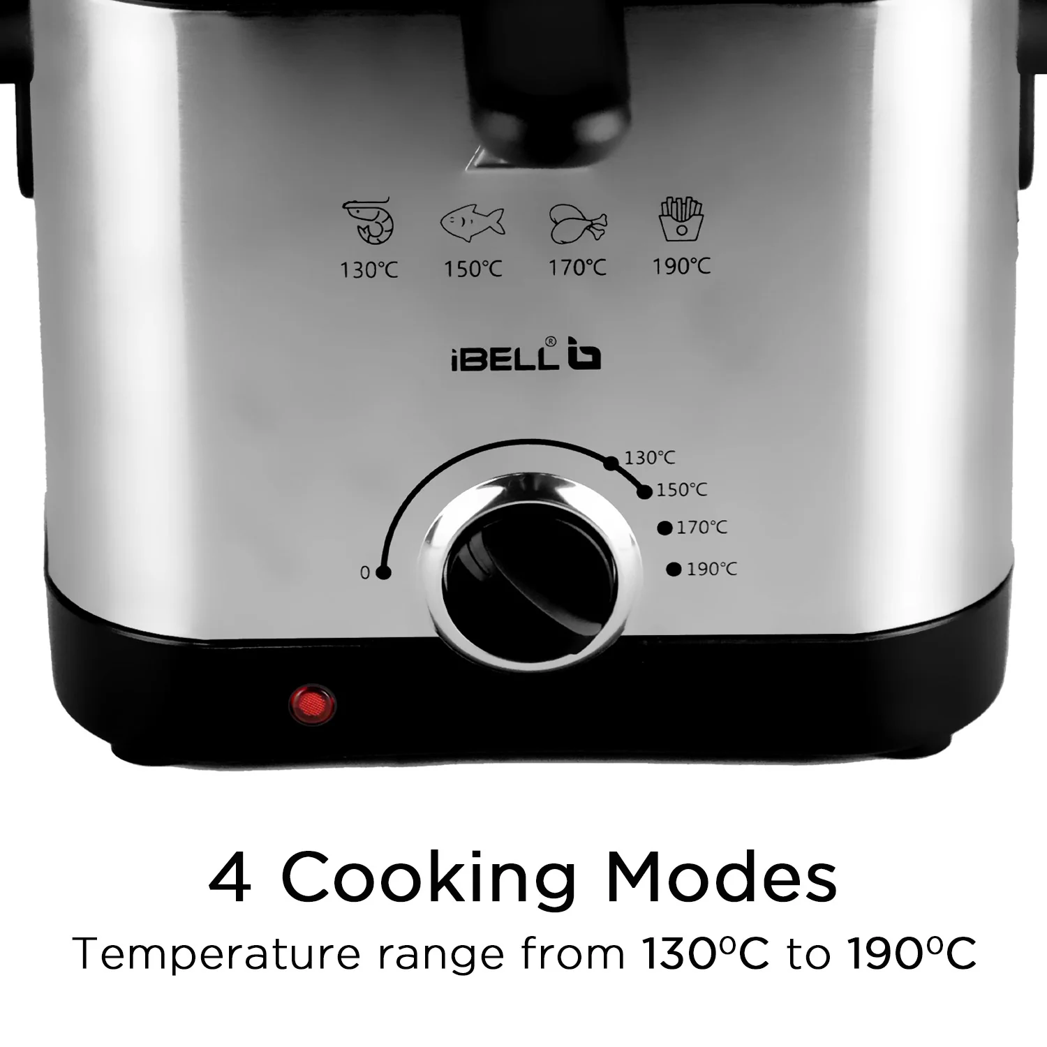 IBELL 1.5L Electric Deep Fryer Machine for Home 1500W, Transparent Lid, low oil consumption, Stainless Steel, Temperature Control (Silver) - Image 3