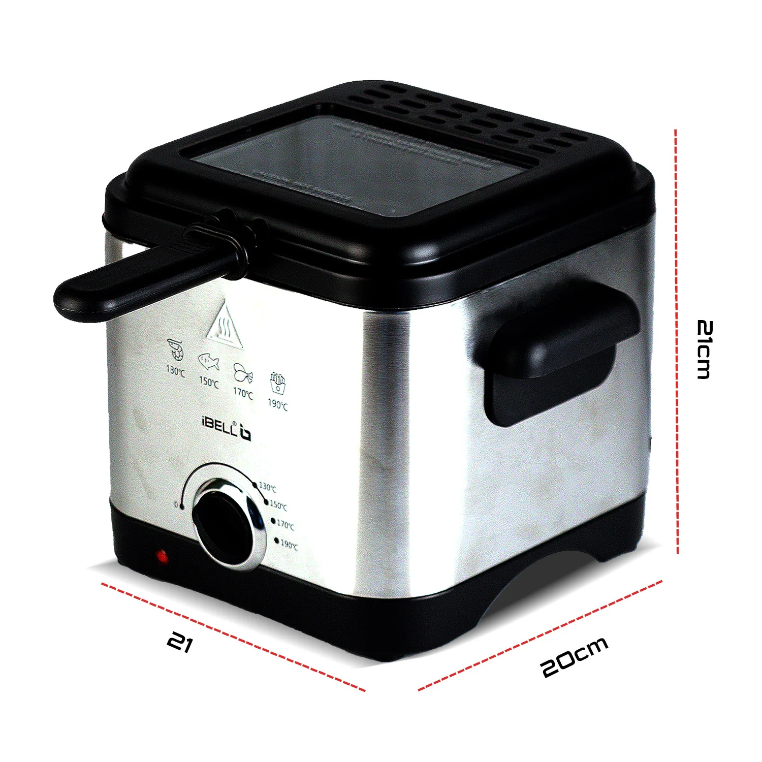 IBELL 1.5L Electric Deep Fryer Machine for Home 1500W, Transparent Lid, low oil consumption, Stainless Steel, Temperature Control (Silver) - Image 4