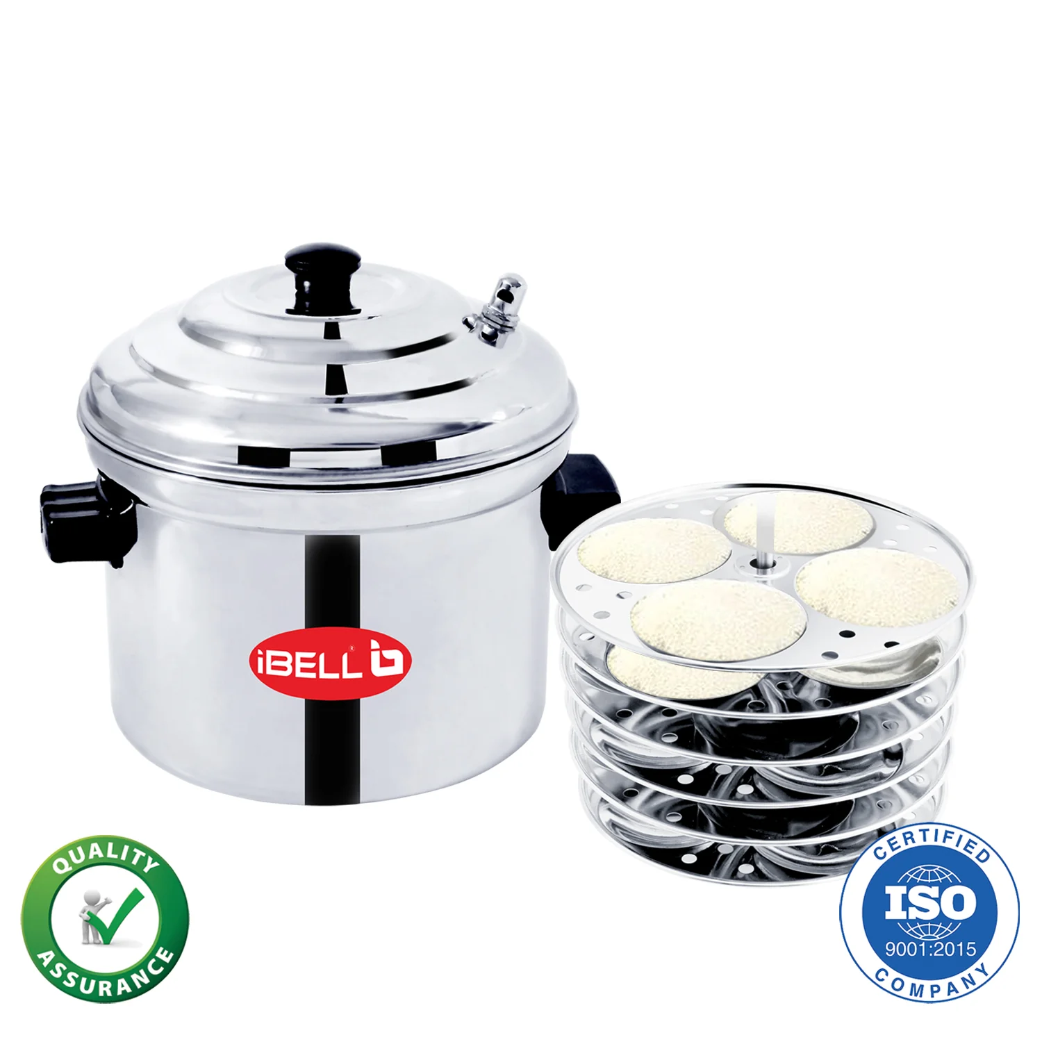 iBELL Outer Lid Idly Cooker Stainless Steel; Idli Maker with 4 Plates (16 Idlies), 5 Liter, Silver - Image 3