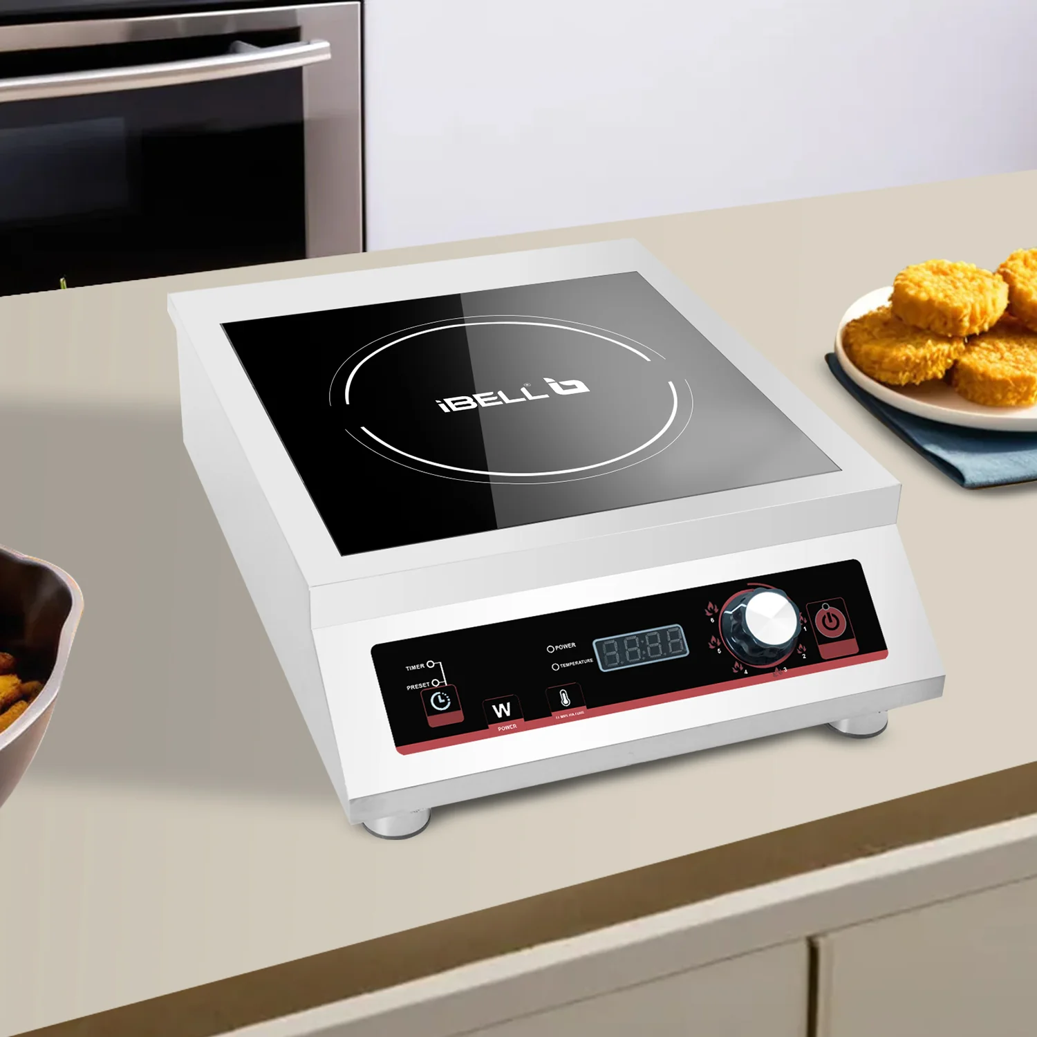 IBELL RAPID PLUS Induction Cooktop, Commercial Purpose & Heavy Duty, 3500W, Toughened Glass Top, Strong Metal Body, Auto-Off Protection, Timer Function, For Restaurants & Hotels (Silver) - Image 4
