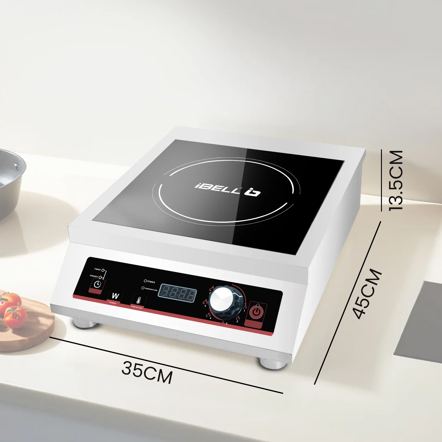 IBELL RAPID PLUS Induction Cooktop, Commercial Purpose & Heavy Duty, 3500W, Toughened Glass Top, Strong Metal Body, Auto-Off Protection, Timer Function, For Restaurants & Hotels (Silver) - Image 5