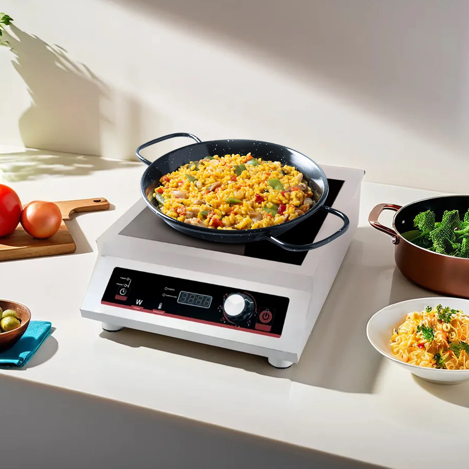 IBELL RAPID PLUS Induction Cooktop, Commercial Purpose & Heavy Duty, 3500W, Toughened Glass Top, Strong Metal Body, Auto-Off Protection, Timer Function, For Restaurants & Hotels (Silver) - Image 6