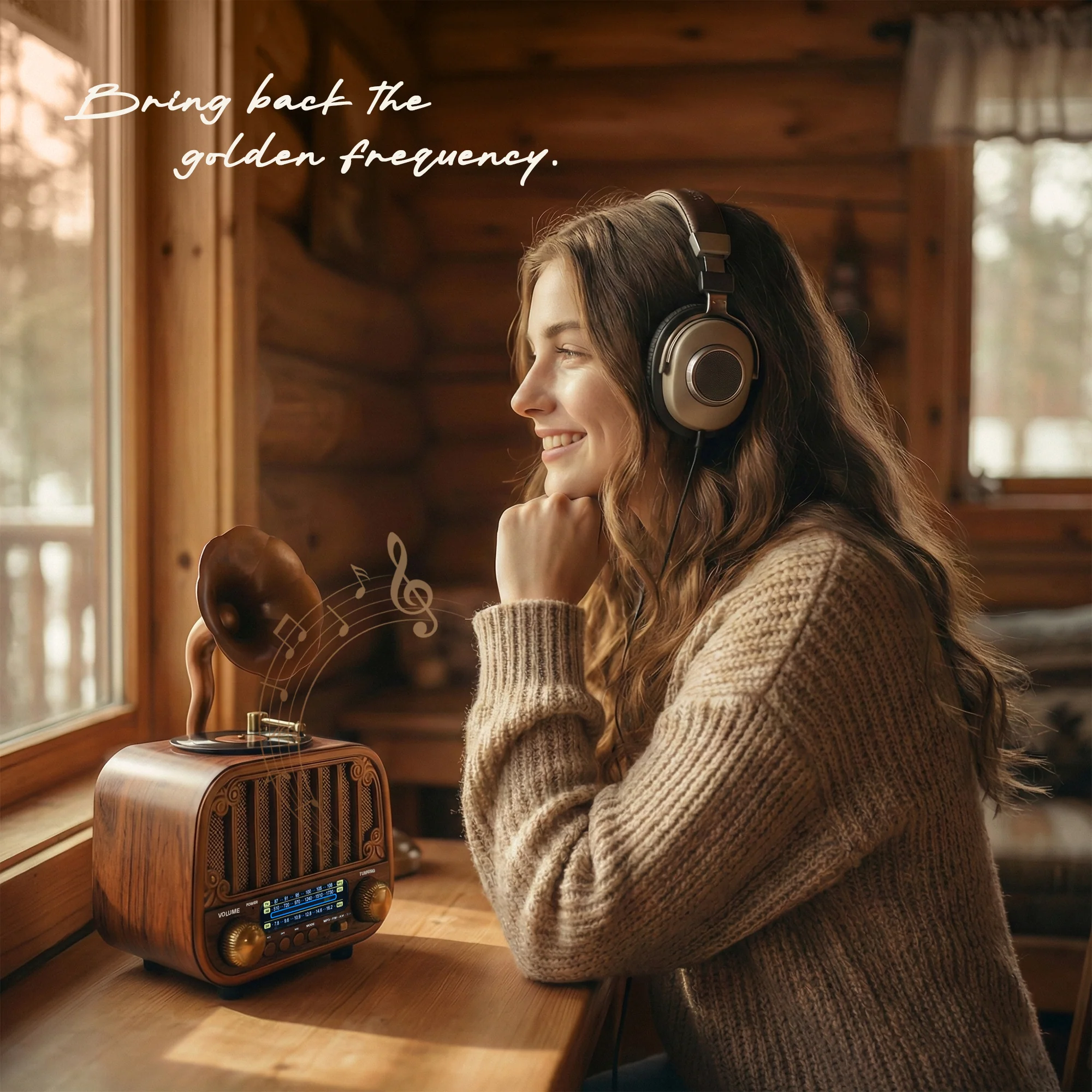 iBELL Rhythm 540 Vintage Bluetooth Speaker with AM/FM/SW Radio | 3 Band Portable Retro Radio | USB Port & TF Card Slot | MP3 Playback | 5V DC Powered Wireless Music System (Wood Finish) - Image 3