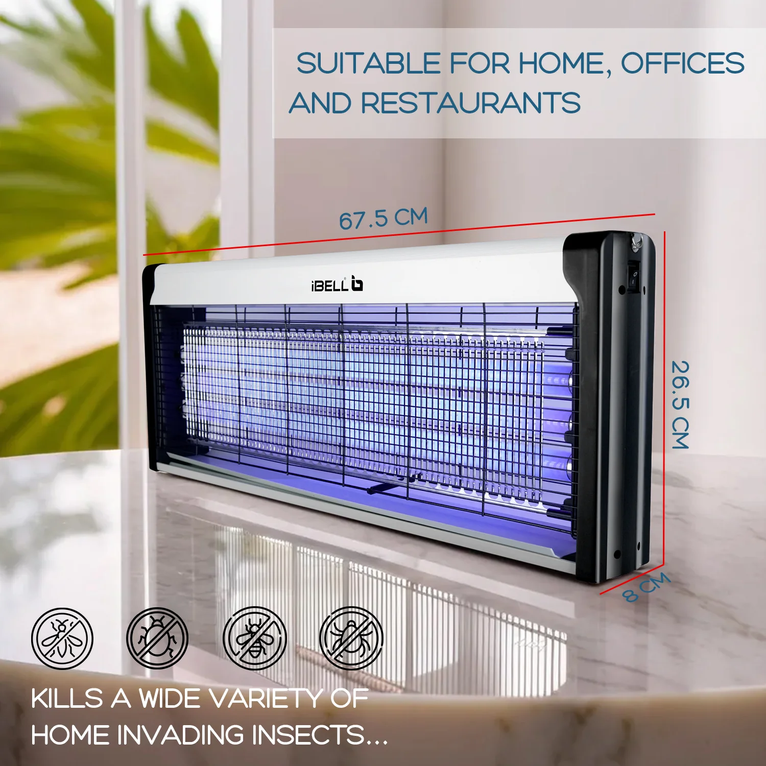 iBELL S60IK Insect Killer Machine 60W, UV Lamp Technology, Effective Bug Zapper for Home, Office, and Restaurants (Silver) - Image 6