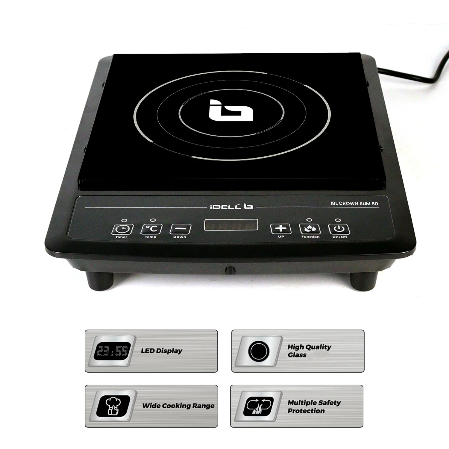 IBELL SLIM50 Induction Cooktop, 2000W, BIS Certified, LED Display, 2 Yr Warranty, Auto Shut-Off, Over Heat Protection (Black) - Image 5