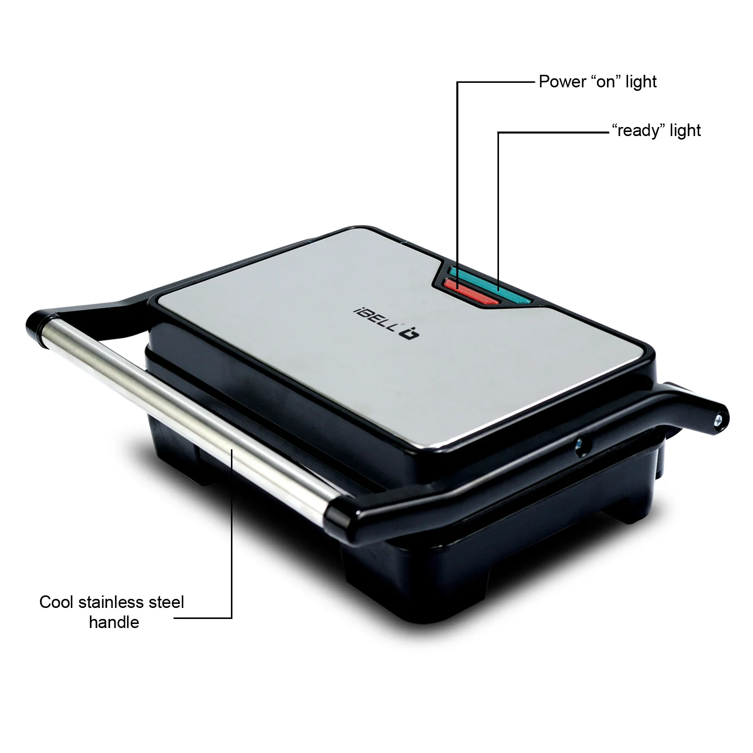 iBELL SM1515 Sandwich Maker with Floating Hinges, 1000Watt, Panini/Grill/Toast (Black) - Image 6