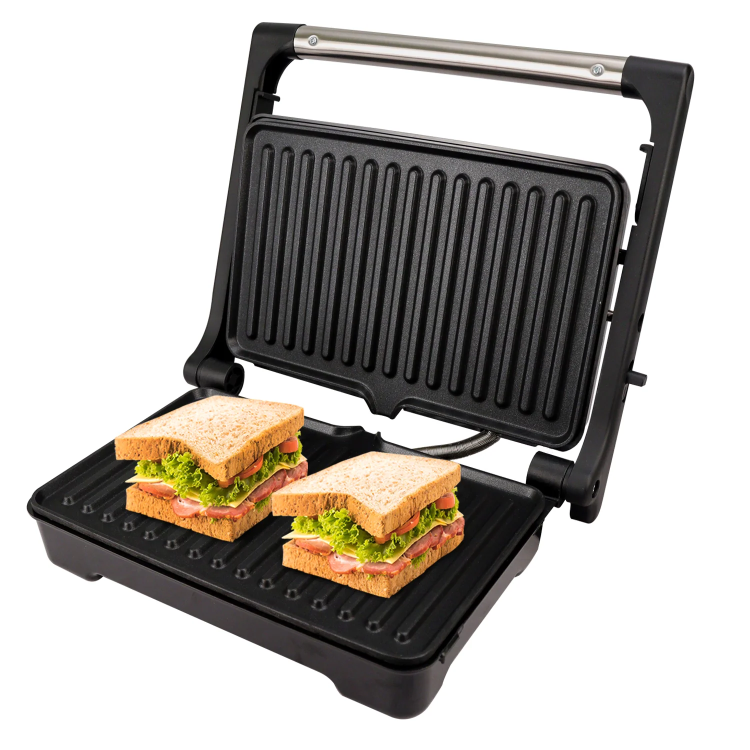 iBELL SM1700G Sandwich Maker with Floating Hinges, 1700Watt, 180 Degree Openable Plates for Grill/Toast, Temperature Control Knob (Black) - Image 4