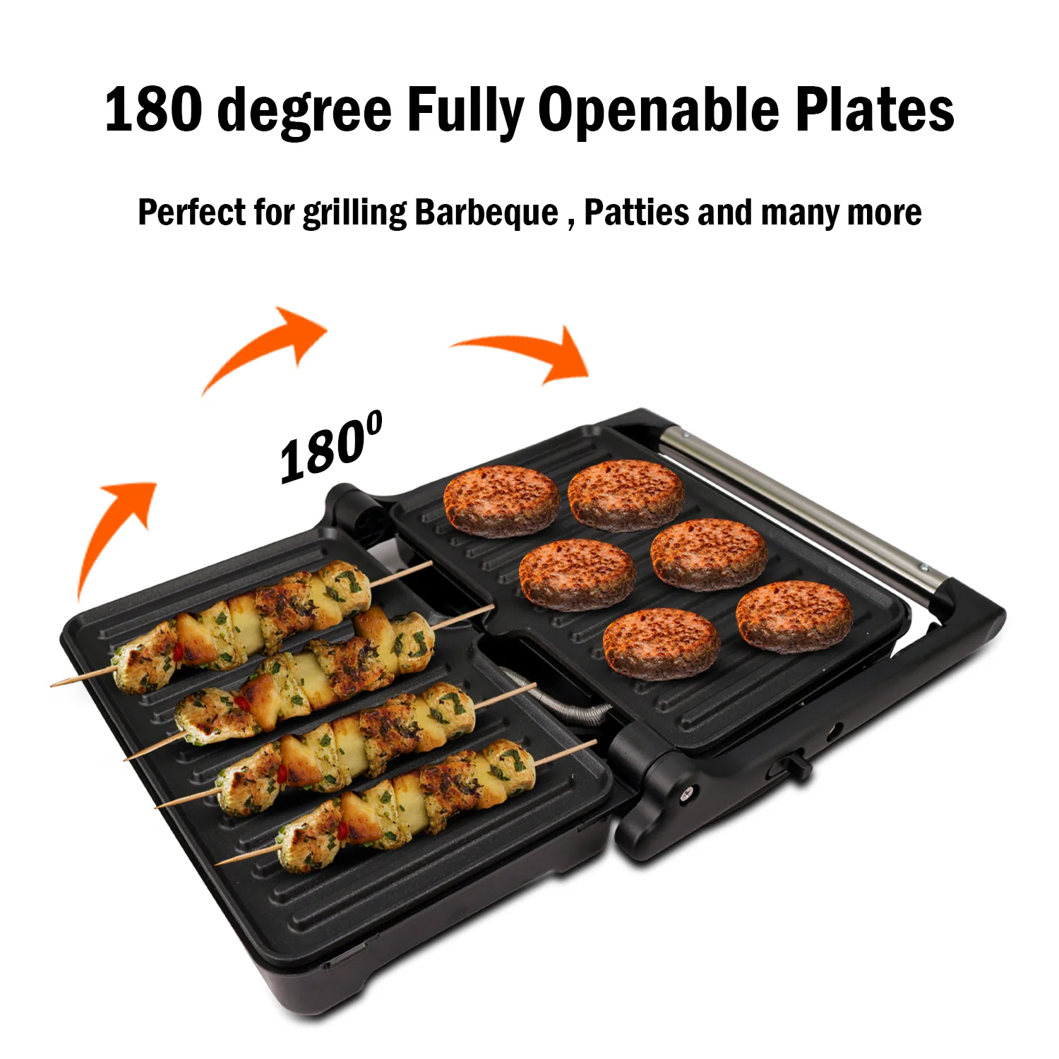 iBELL SM1700G Sandwich Maker with Floating Hinges, 1700Watt, 180 Degree Openable Plates for Grill/Toast, Temperature Control Knob (Black) - Image 8