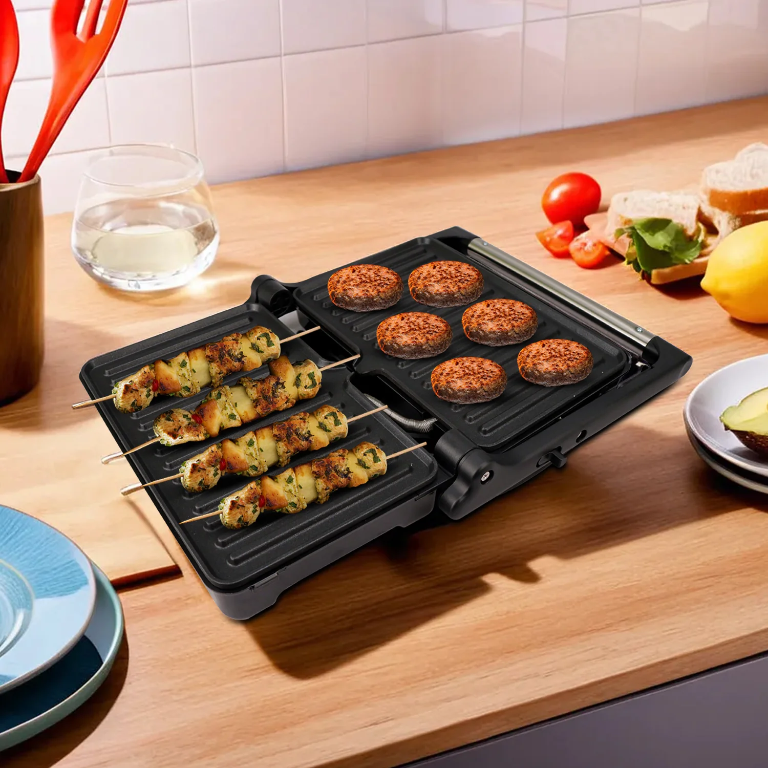 iBELL SM1700G Sandwich Maker with Floating Hinges, 1700Watt, 180 Degree Openable Plates for Grill/Toast, Temperature Control Knob (Black) - Image 9