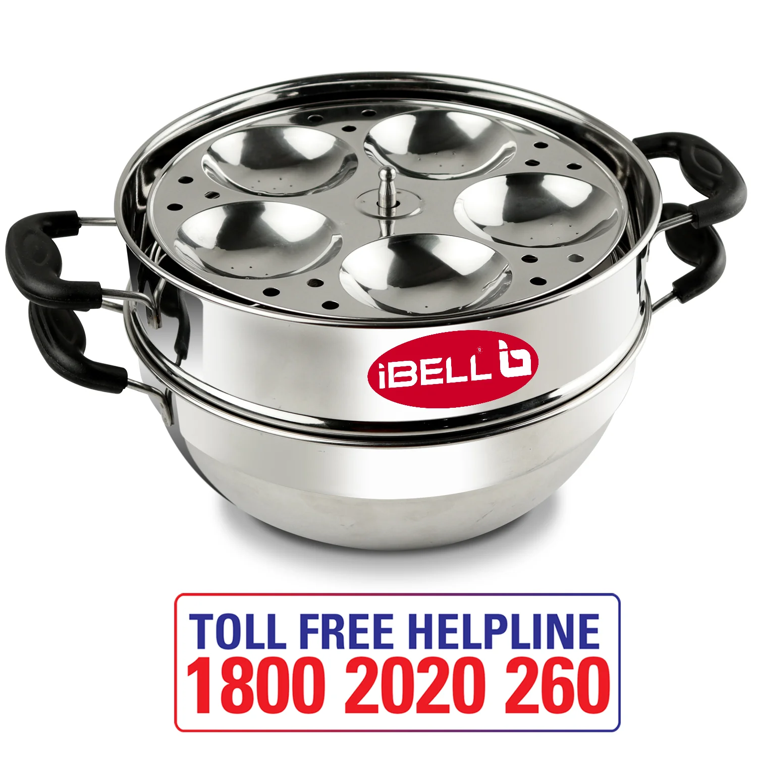 iBELL Stainless Steel 2 Plate Idli Pot with Kadai, (3L) Silver - Image 3