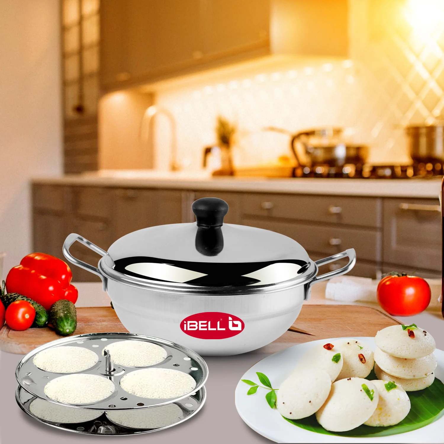 iBELL Stainless Steel Idly Pot & Pan Sets (2.5L), Silver - Image 6