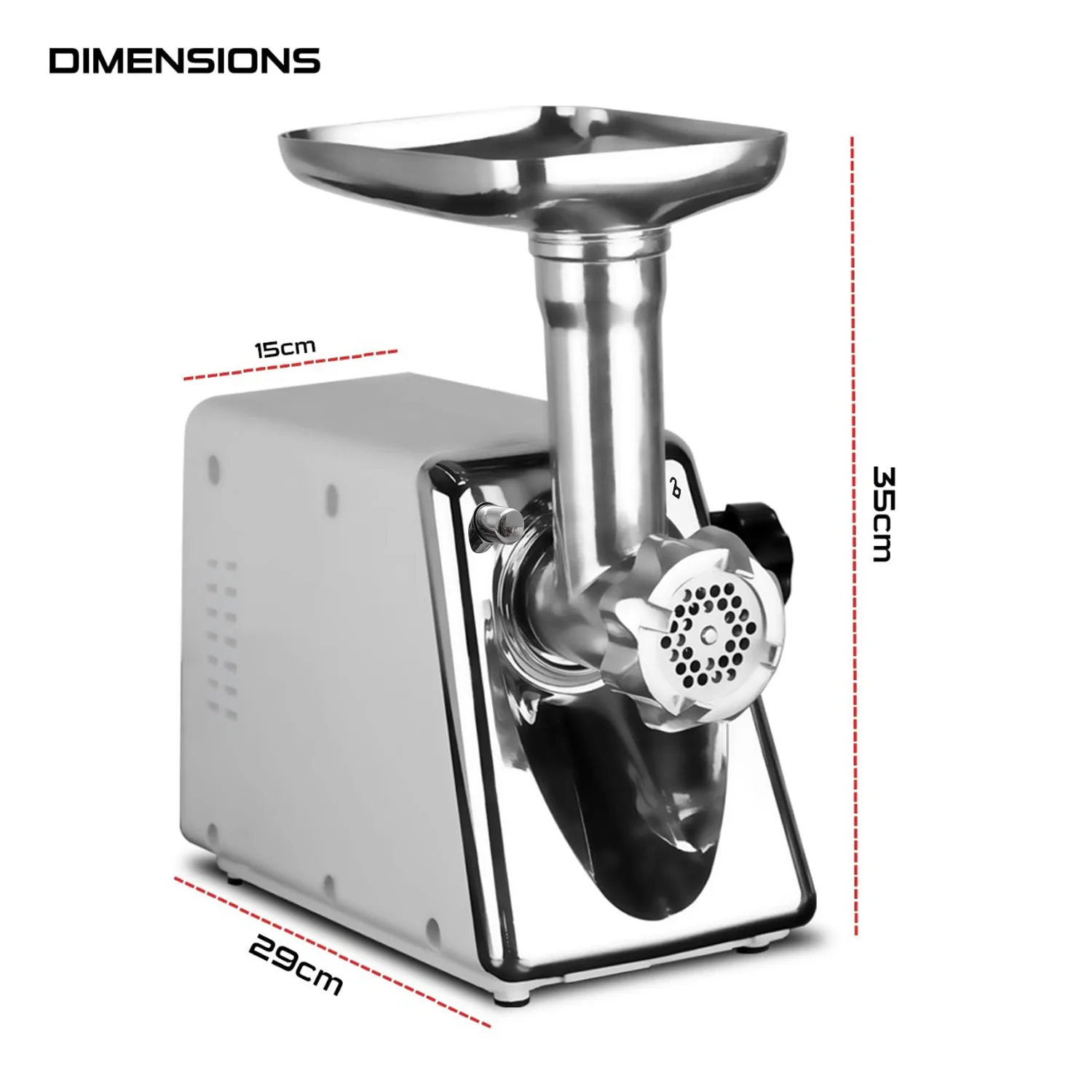iBELL Stainless Steel Mt1750Y Meat Grinder, 1800W, Heavy Duty Mincer Machine for Mincing/Chopping Meat, Keema/Sausage/Kebab Maker (Silver) - Image 4