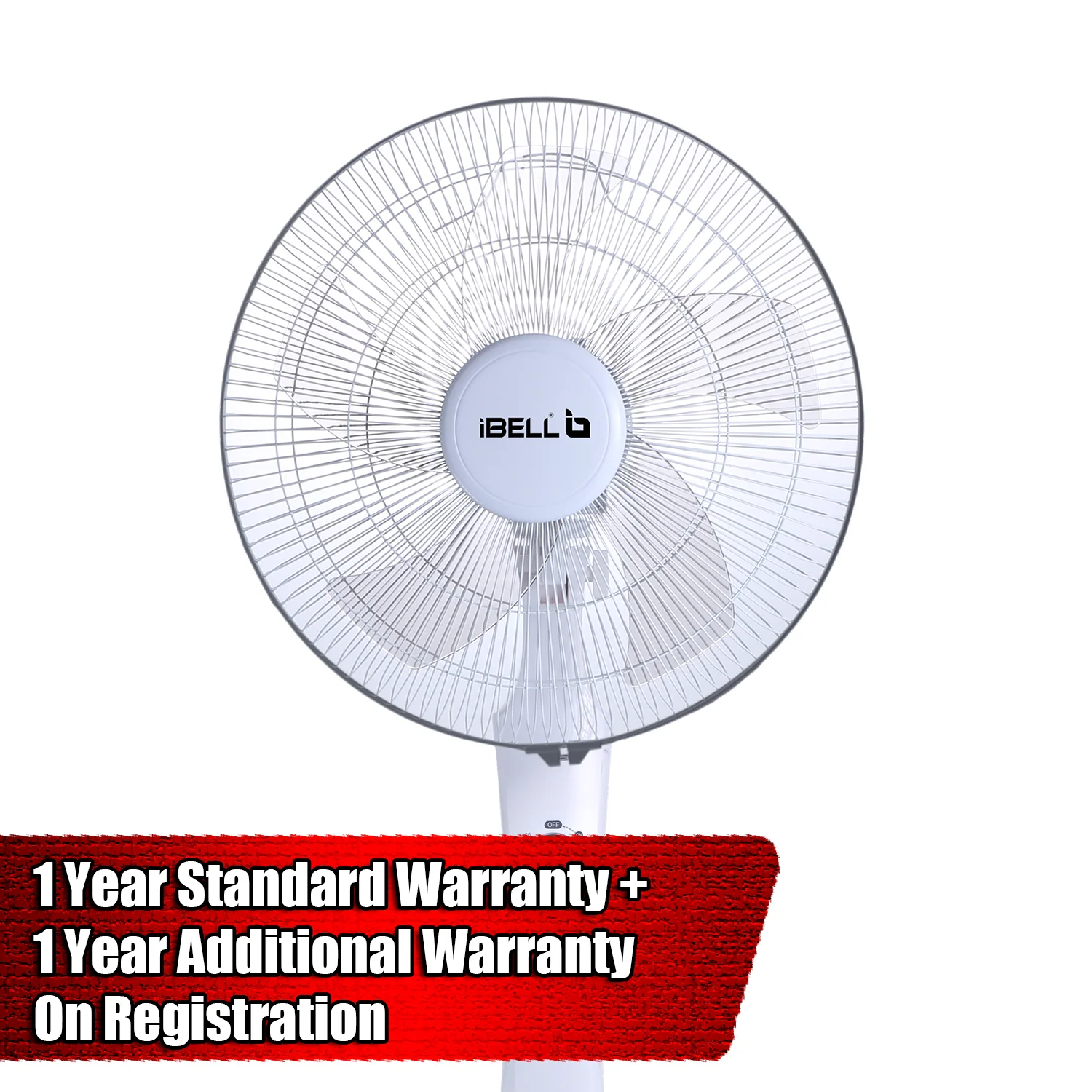 IBELL STORM P10 WHITE High Speed Pedestal Fan, 5 Leaf, 406mm, 2 hour Timer, Stand fan with Copper Motor (White) - Image 3