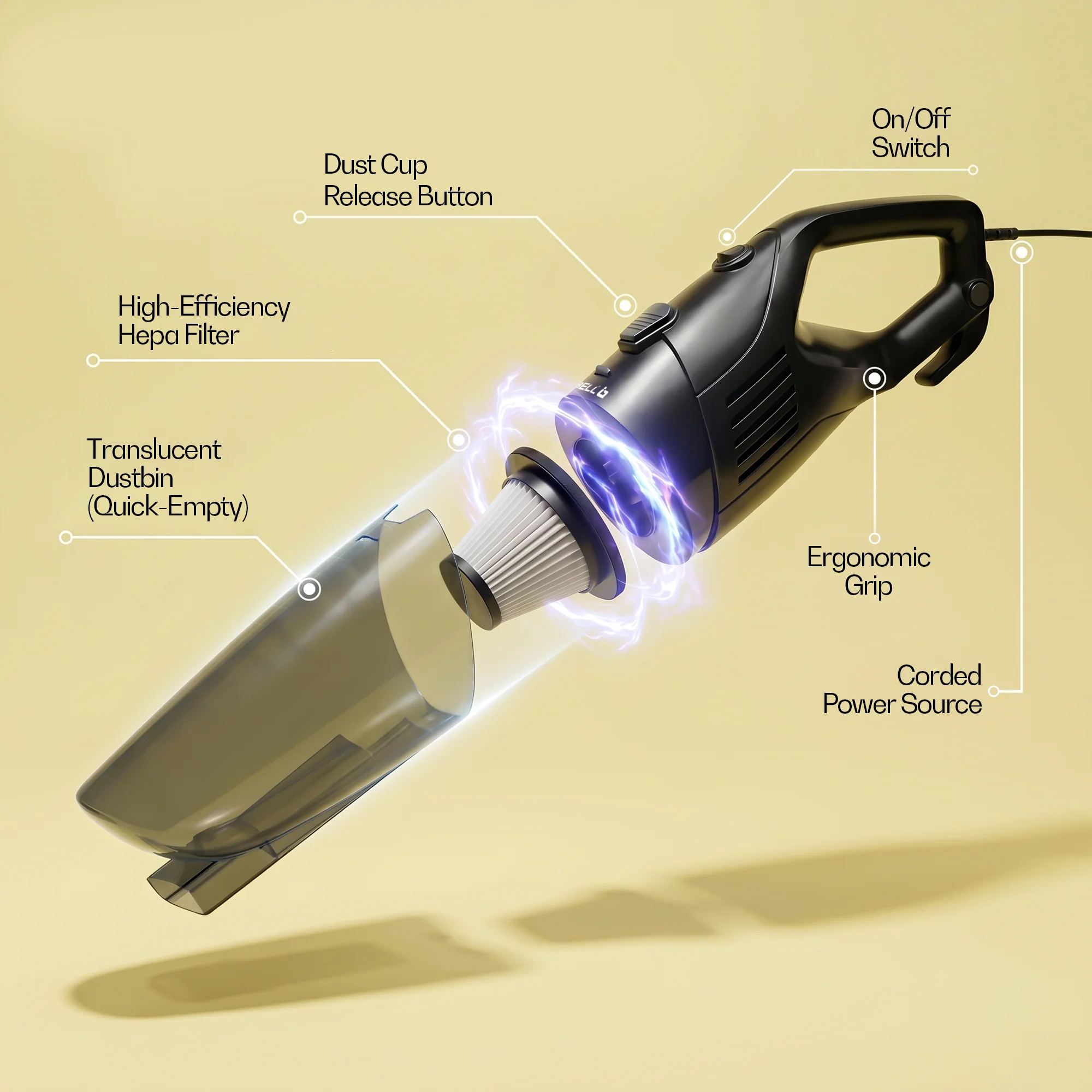 iBELL TURBOSTICK650 Stick Vacuum Cleaner | 600W | 20kPa | HEPA Filter | Bagless Design | Ideal for Floors, Curtains, Carpets, Sofa | black - Image 4