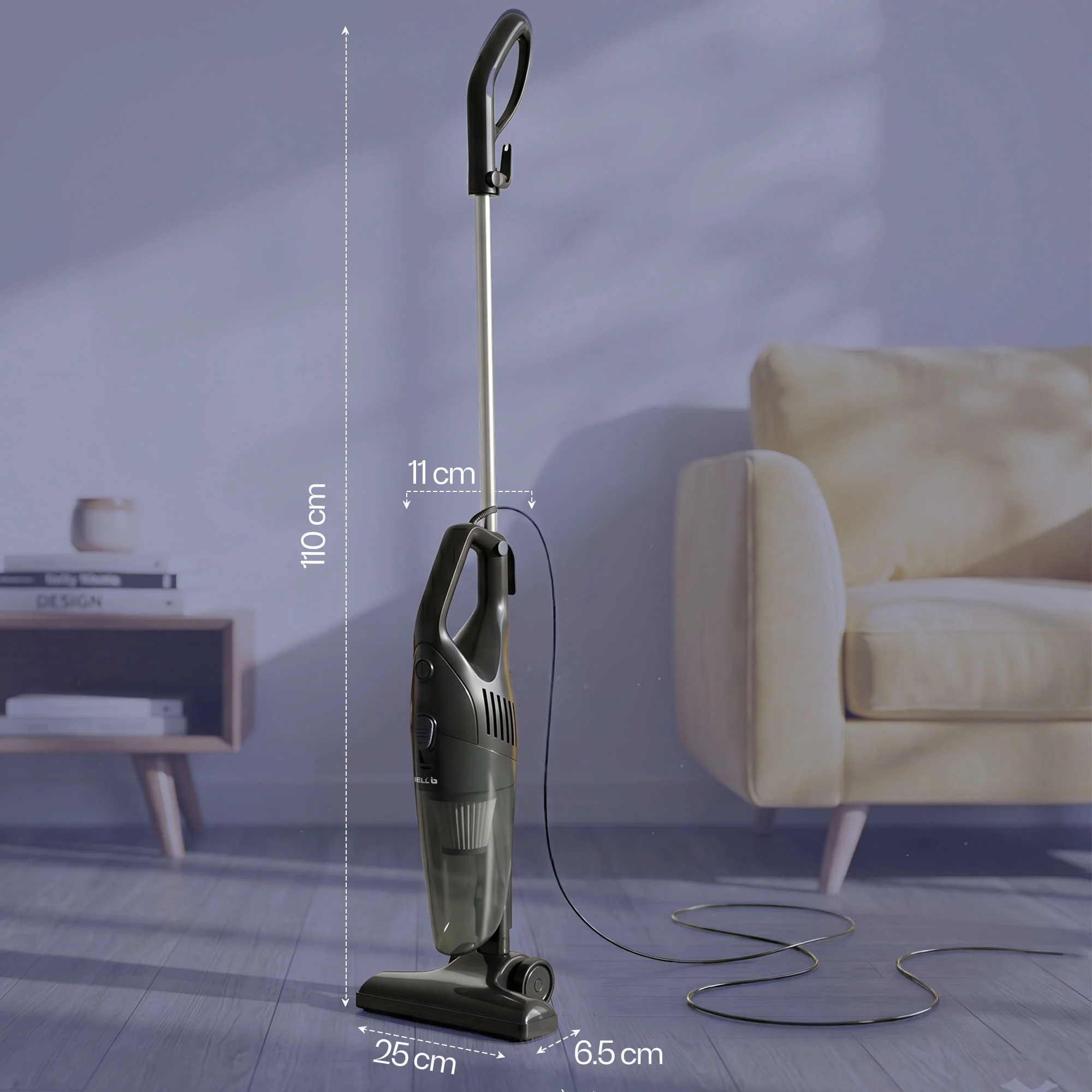 iBELL TURBOSTICK650 Stick Vacuum Cleaner | 600W | 20kPa | HEPA Filter | Bagless Design | Ideal for Floors, Curtains, Carpets, Sofa | black - Image 5