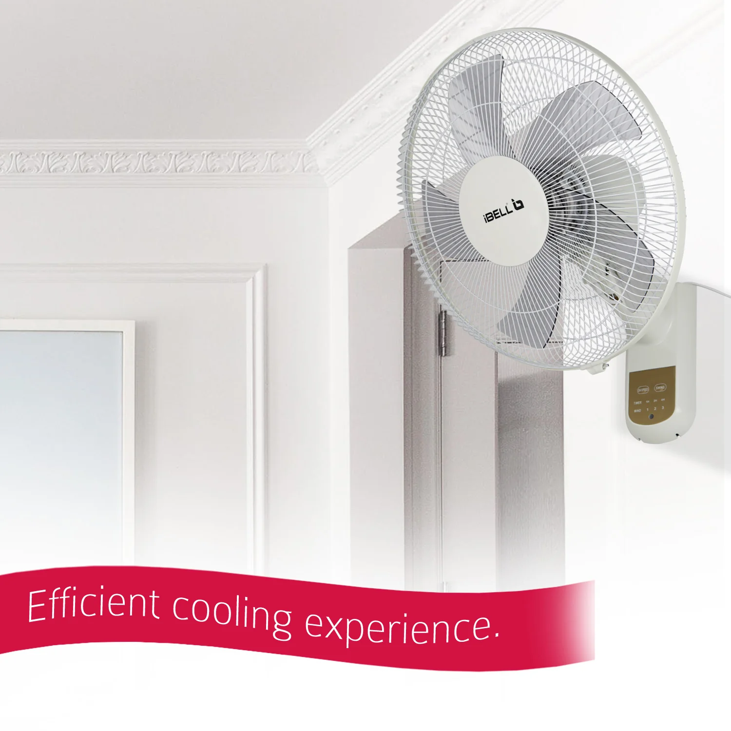 IBELL VIVA High Speed Wall Fan with Remote, 5 Leaf, 406mm, Low Noise Motor, White - Image 7
