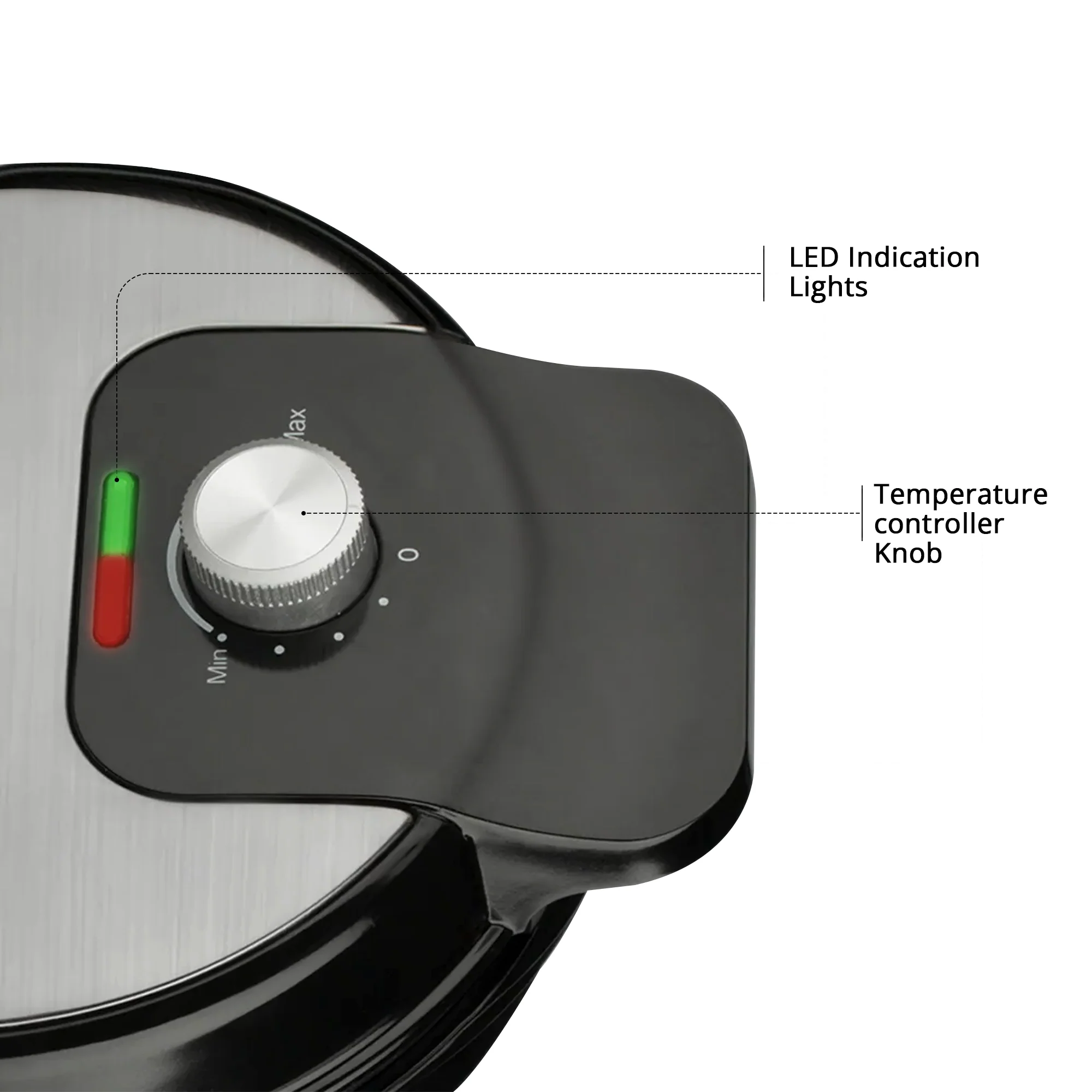 IBELL WAFFLEMATE190 Waffle Maker Electric,1000W,Adjustable Temperature, Non-Stick Plates, LED Indicators, Lock System, Non-Slip Feet (Black) - Image 4