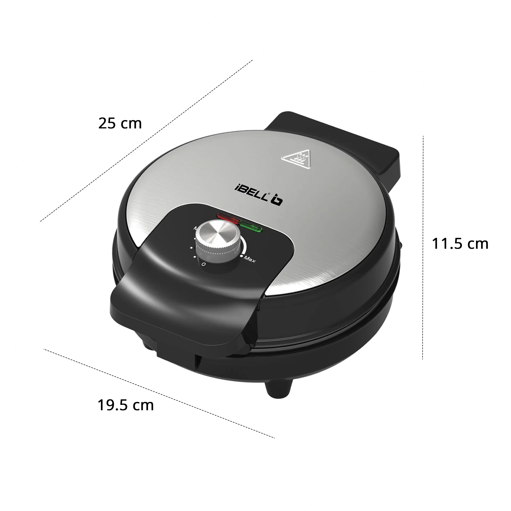 IBELL WAFFLEMATE190 Waffle Maker Electric,1000W,Adjustable Temperature, Non-Stick Plates, LED Indicators, Lock System, Non-Slip Feet (Black) - Image 5