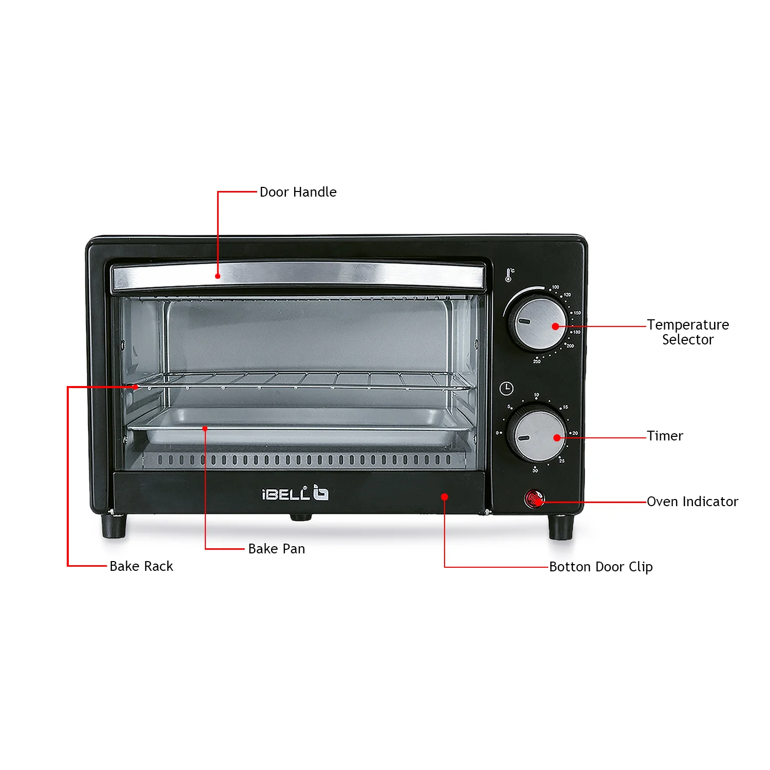 iBELL WAVE10 OTG Oven, 10 Litre, Compact Size, 1200W, Oven, Toaster, Griller, Precise Temperature & Timer Control (Black) - Image 4