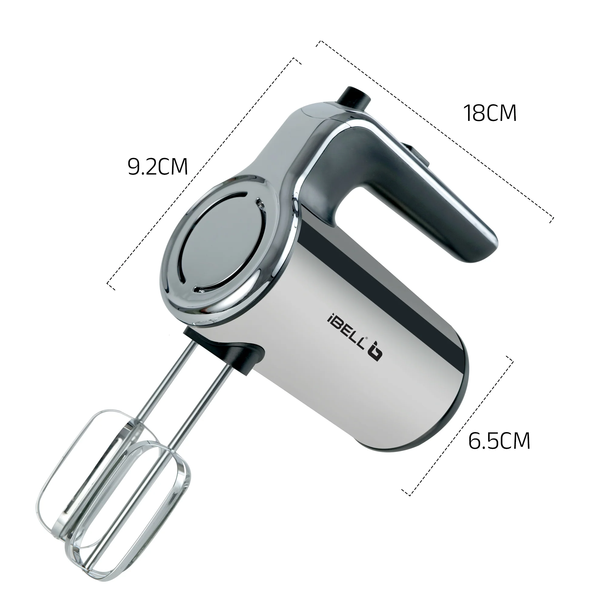IBELL Plastic WHISK400 Electric Hand Mixer, 400W, Blender, Detachable Beaters & Dough Hooks, With Turbo Button 5 Speed Settings(Silver). - Image 3