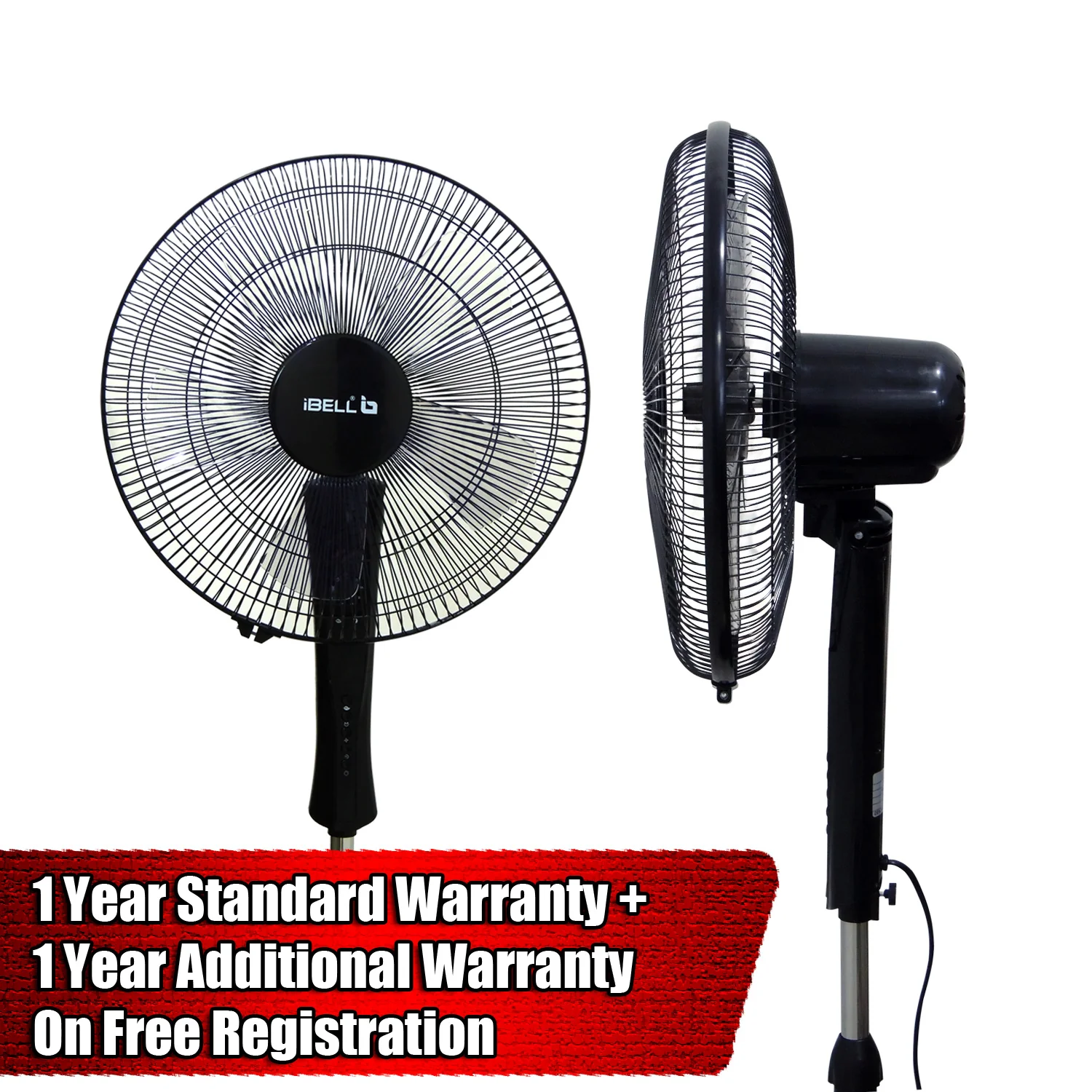 IBELL WINDP10 Pedestal Fan 5 Leaf with Remote and High Air Flow,406mm, 55W, High Speed, 100% Copper & Timer Function, Black - Image 5