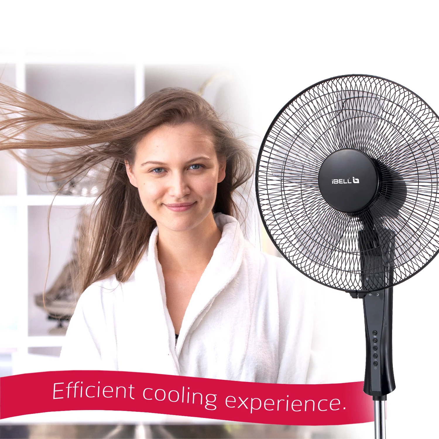 IBELL WINDP10 Pedestal Fan 5 Leaf with Remote and High Air Flow,406mm, 55W, High Speed, 100% Copper & Timer Function, Black - Image 7
