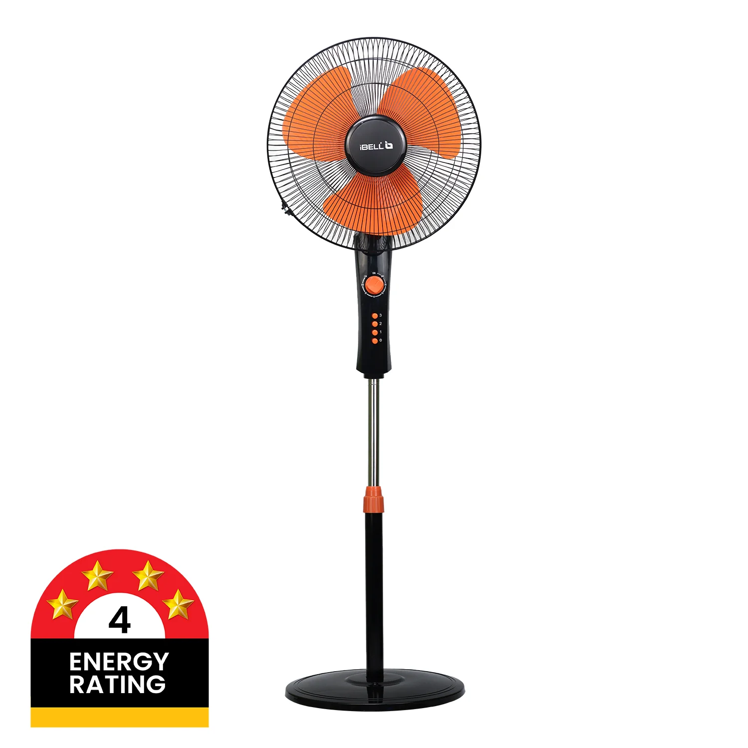 IBELL ZEPHYR03 Pedestal Fan 3 Leaf 400mm with Timer and High Speed motor (Orange) - Image 3