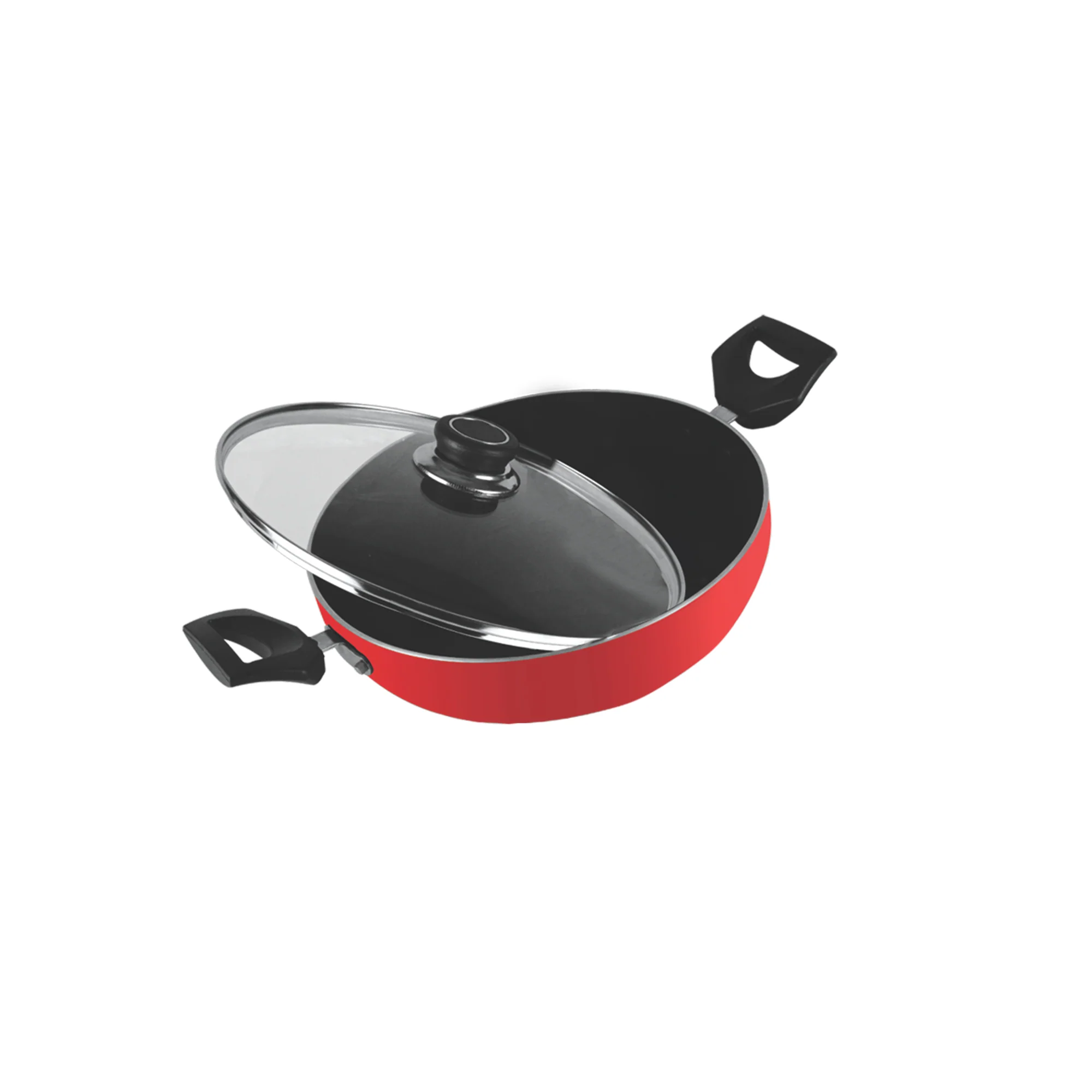VBT VBT-K240IB Non Stick Kadai 24cm Glass Lid – Induction & Gas Compatible, PFOA Free