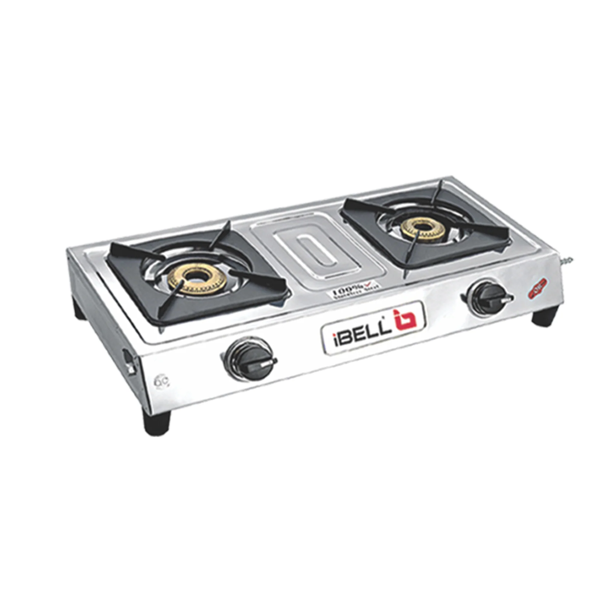 iBELL IBL SS GS02 - POPULAR MINI 2 Burner Gas Stove – Stainless Steel Top, ISI Marked, Toughened Pan Support